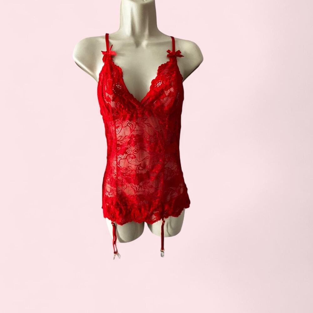 Red lace babydoll top with